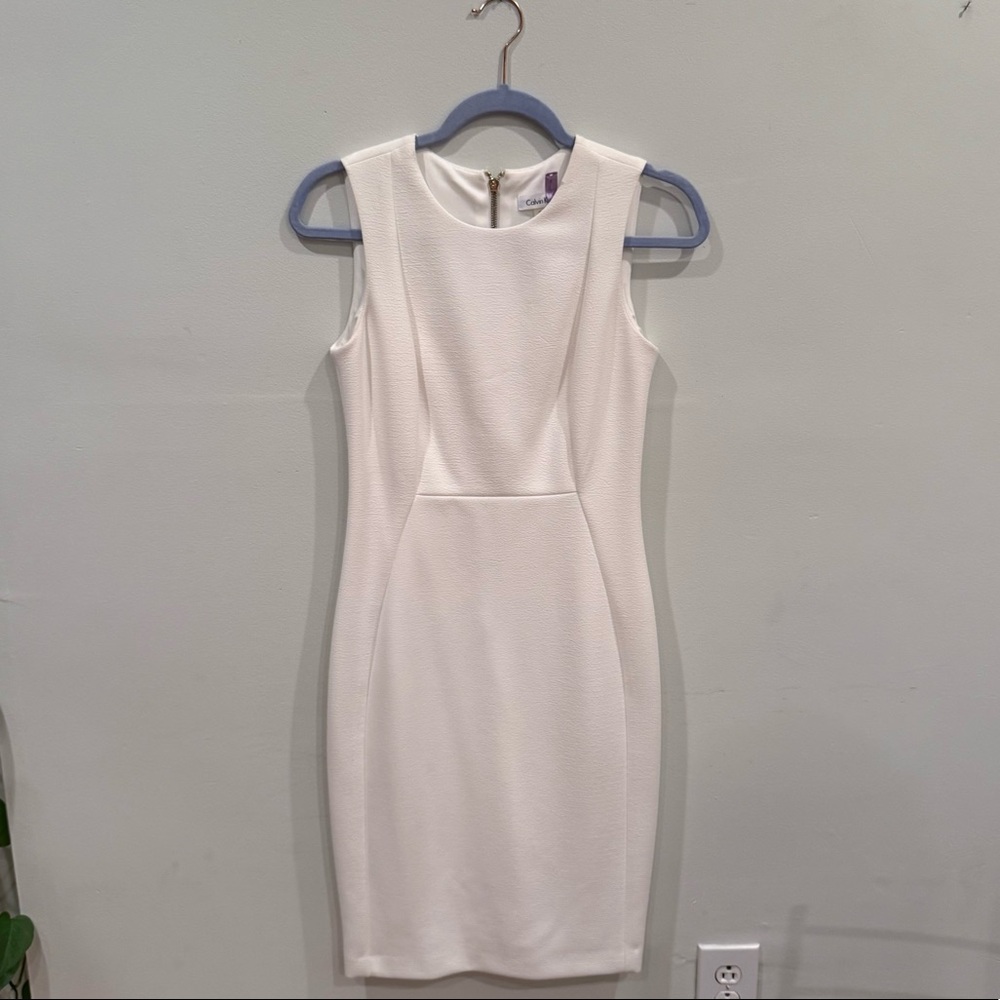 Calvin Klein pleated white dress